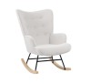 ALMA Rocking Armchair / Teddy White Fabric - Black Frame - Natural Base