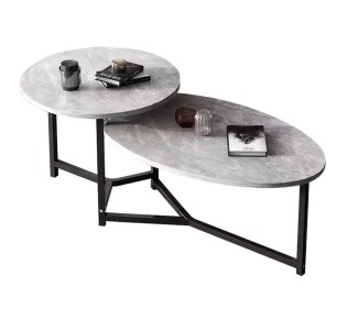 TRONIC Double Coffee Table 125x60cm / Metal Black - Grey