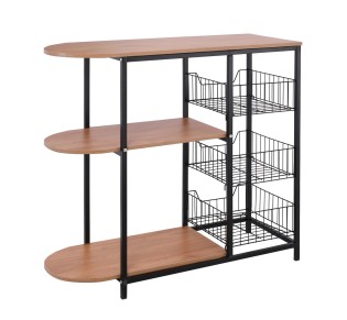 KITCHEN Rack / Metal Black - Natural Oak 2