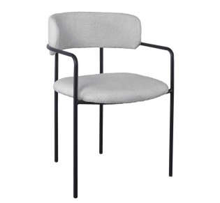 GILLAN Armchair / Metal Black - Teddy Fabric Grey
