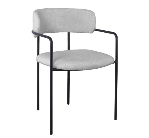 GILLAN Armchair / Metal Black - Teddy Fabric Grey