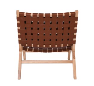 DUNE Lounge Chair Natural / Seat - Back PU Brown Straps