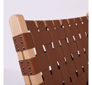 DUNE Lounge Chair Natural / Seat - Back PU Brown Straps