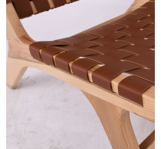DUNE Lounge Chair Natural / Seat - Back PU Brown Straps