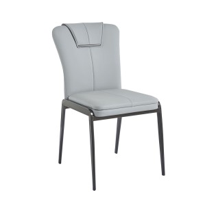 ANDRIA Chair / Metal Black - PU Light Grey
