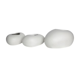 FLOWER POT - ROCK 3pcs Set / Cement - White Colour