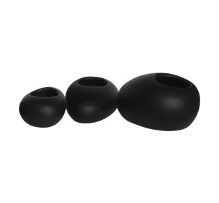 FLOWER POT-ROCK Set 3pcs / Cement Black 2