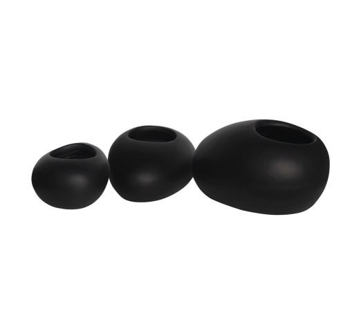 FLOWER POT-ROCK Set 3τμχ / Cement Απόχρωση Black