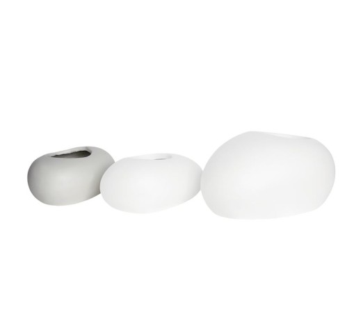 FLOWER POT-ROCK 40x30x19cm / Cement White