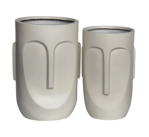FLOWER POT-TOTEM Set 2τμχ / Cement Απόχρωση Sand Brown