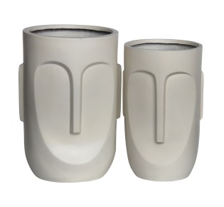 FLOWER POT-TOTEM Set 2pcs / Cement Sand Brown