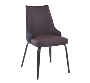 NORA Chair Metal Black Paint - PU Dark Brown / Black