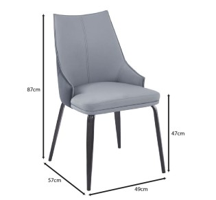 NORA Chair Metal Black Paint - PU Light / Dark Grey