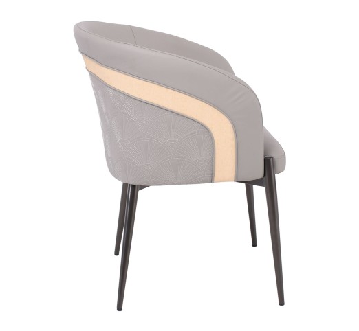 LENA Armchair / Metal Black Paint - PU Light Grey