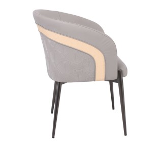 LENA Armchair / Metal Black Paint - PU Light Grey