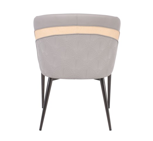 LENA Armchair / Metal Black Paint - PU Light Grey