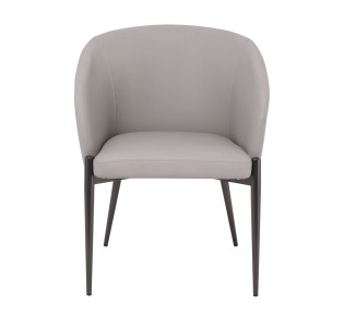 LENA Armchair / Metal Black Paint - PU Light Grey