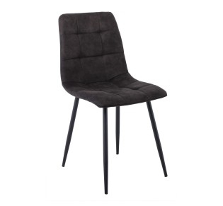 LYDIA Chair / Metal Black - Black Suede Fabric