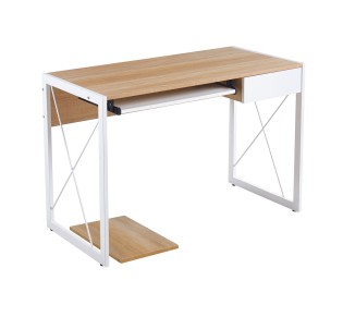 UNIT Γραφείο Η/Υ 110x55cm / Μέταλλο Βαφή Άσπρο - Melamine Απόχρωση Sonoma 2