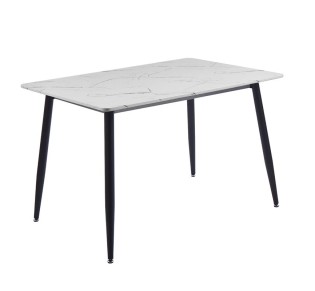 DATUM Τραπέζι Κουζίνας - Τραπεζαρίας 120x80cm / Μέταλλο Βαφή Μαύρο - MDF Άσπρο Μάρμαρο