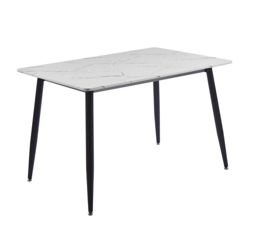 DATUM Table 120x80cm / MDF White Marble - Black Paint