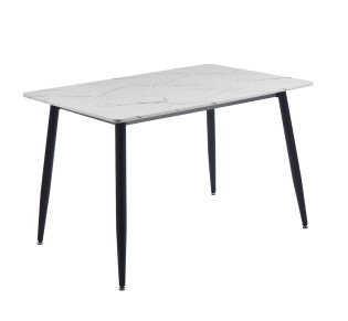 DATUM Τραπέζι Κουζίνας - Τραπεζαρίας 120x80cm / Μέταλλο Βαφή Μαύρο - MDF Άσπρο Μάρμαρο 2