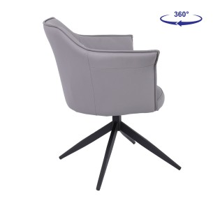 EVELYN Revolving Armchair / Metal Black - PU Grey