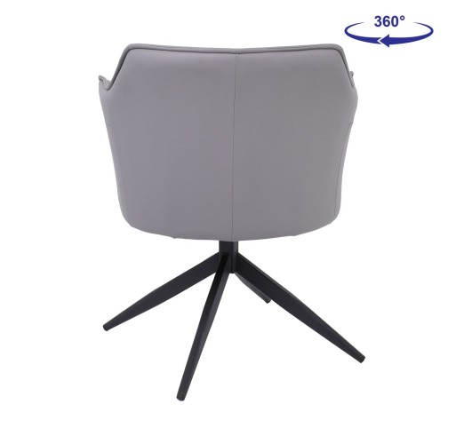 EVELYN Revolving Armchair / Metal Black - PU Grey