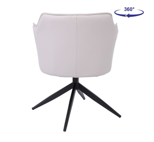EVELYN Revolving Armchair / Metal Black - PU Grey / Beige