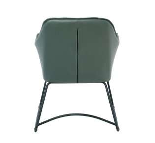 POLLY Armchair / Metal Black - Suede Fabric Olive Green
