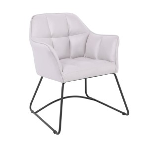 POLLY Πολυθρόνα Μέταλλο Βαφή Μαύρο / Ύφασμα Suede Ανοιχτό Γκρι