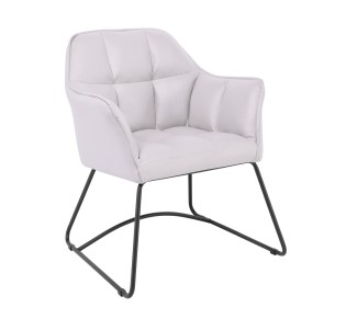 POLLY Armchair Metal Black / Suede Fabric Light Grey 2