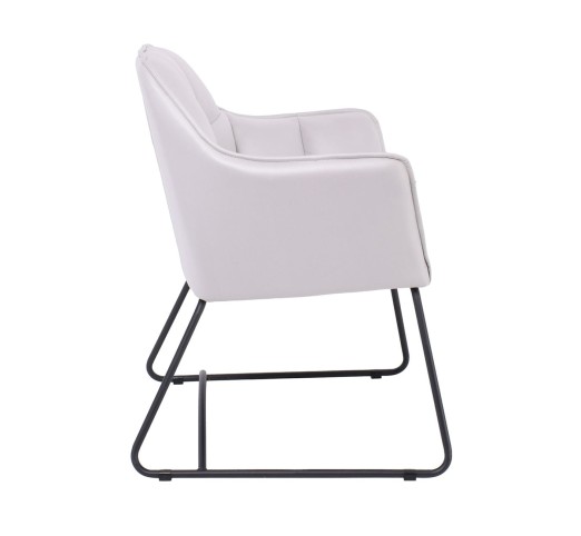 POLLY Armchair Metal Black / Suede Fabric Light Grey