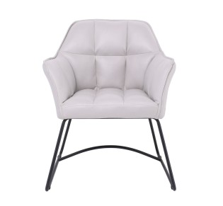 POLLY Armchair Metal Black / Suede Fabric Light Grey