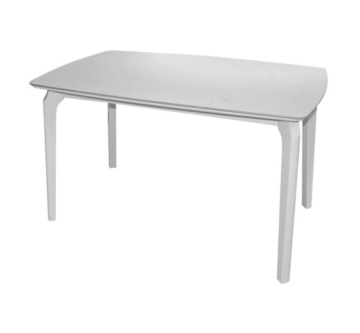 DALIN Τραπέζι Τραπεζαρίας - Κουζίνας 130x80cm / Ξύλο Άσπρο - Επιφάνεια Sintered Stone White Marble