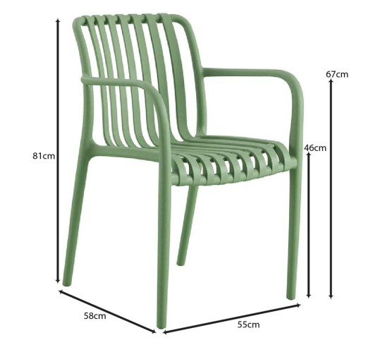 MODA Stackable Armchair / PP & UV - Green