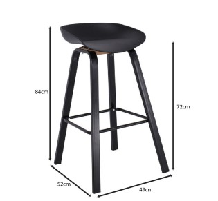 PENT Bar Stool / Metal Black Colour - PP Black
