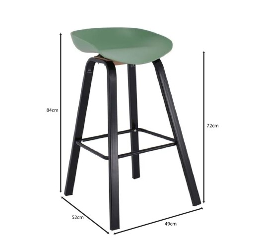 PENT Bar Stool / Metal Black Color - PP Green