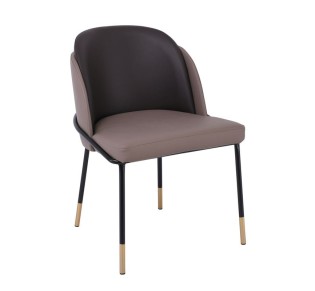 SELECT Chair / Metal Black Paint - PU Cappuccino - Dark Brown