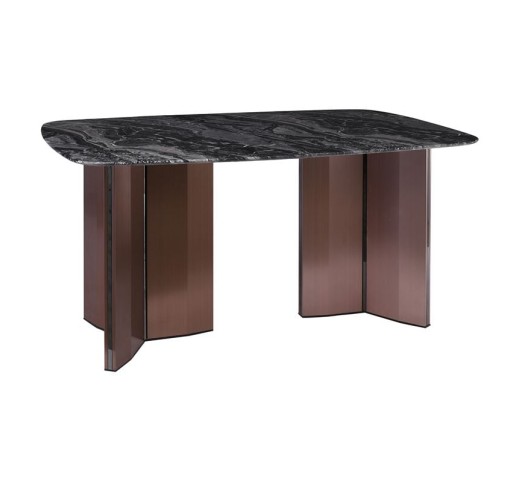 BARRY Table 160x90cm / Marble Top - Metal Walnut Base