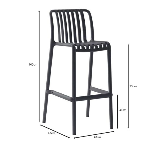 MODA Stackable Bar Stool / PP & UV - Anthracite