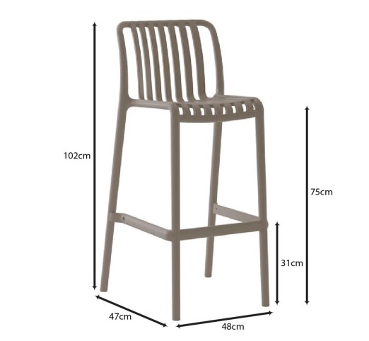 MODA Stackable Bar Stool / PP & UV - Mocha