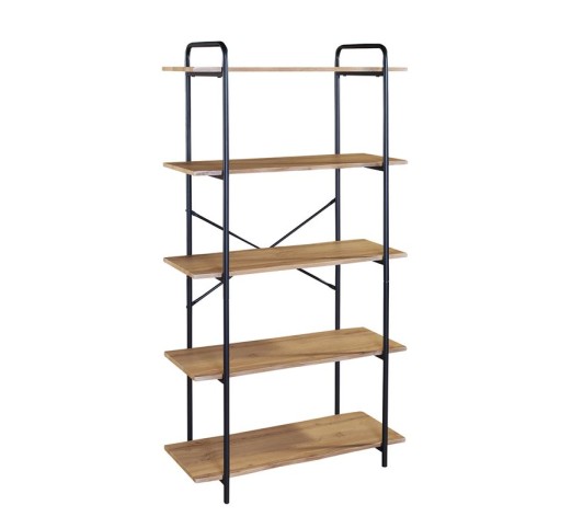 BOOKCASE 80x34x144cm / Metal Black - Sonoma