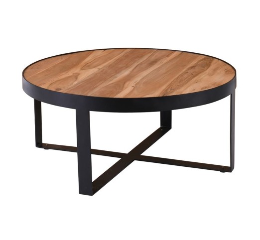 OVEN-W Coffee Table Ø80x35cm Acacia Natural Finish - Black Paint