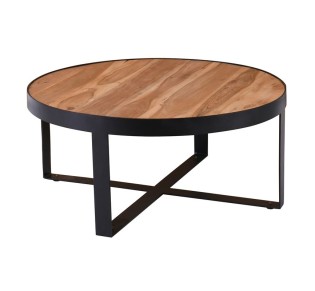 OVEN-W Coffee Table Ø80x35cm Acacia Natural Finish - Black Paint