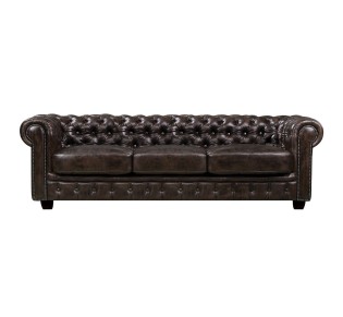 CHESTERFIELD Birmingham Καναπές 4-θέσιος Σαλονιού Καθιστικού / Δέρμα Καφέ 2