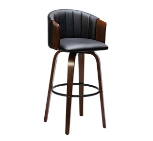 ENZO Bar Stool / Walnut - PU Black
