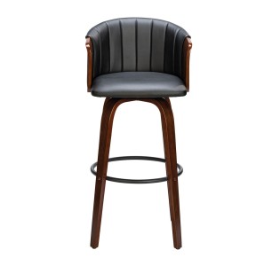 ENZO Bar Stool / Walnut - PU Black