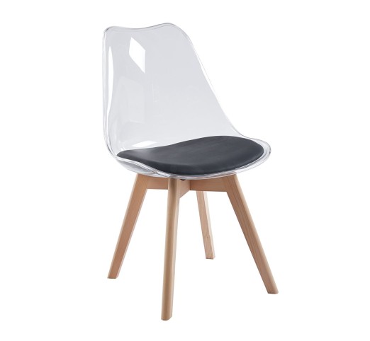 MARTIN Chair PET Clear / PU Black - Assembled Cushion