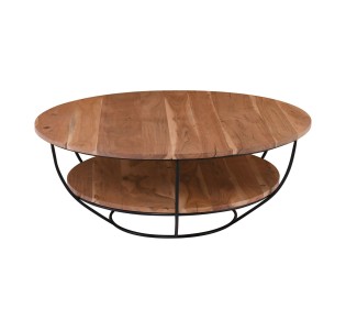 ROY-W Coffee Table Ø90x35cm / Acacia Natural Finish - Black Paint 2